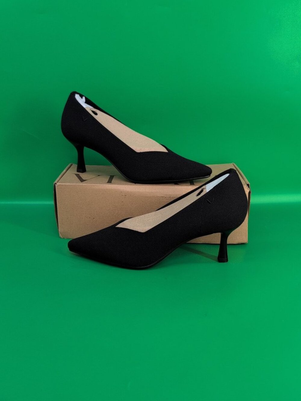 Vivaia Anna Pointed Toe Knitted Anti Slip Women's Mid Heels Pump US 9.5 Black